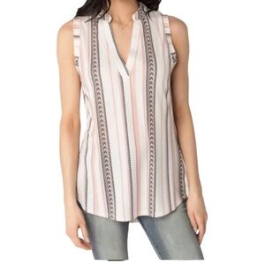 Mine Cream Sleeveless Notched Collar Blouse